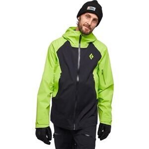 Black Diamond Recon Stretch LT Ski Shell Jacket Parka Black Lime Green Mens M